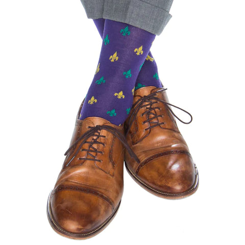 Purple Fleur de Lis Socks