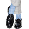 Azure Blue Ribbed Socks - Mid Calf