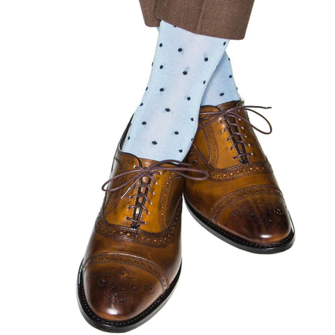 Sky Blue w/ Navy Dots Socks