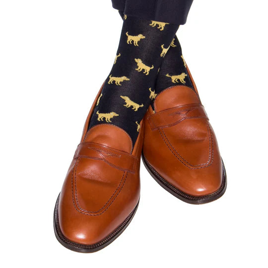 Navy/Yellow Dog Socks